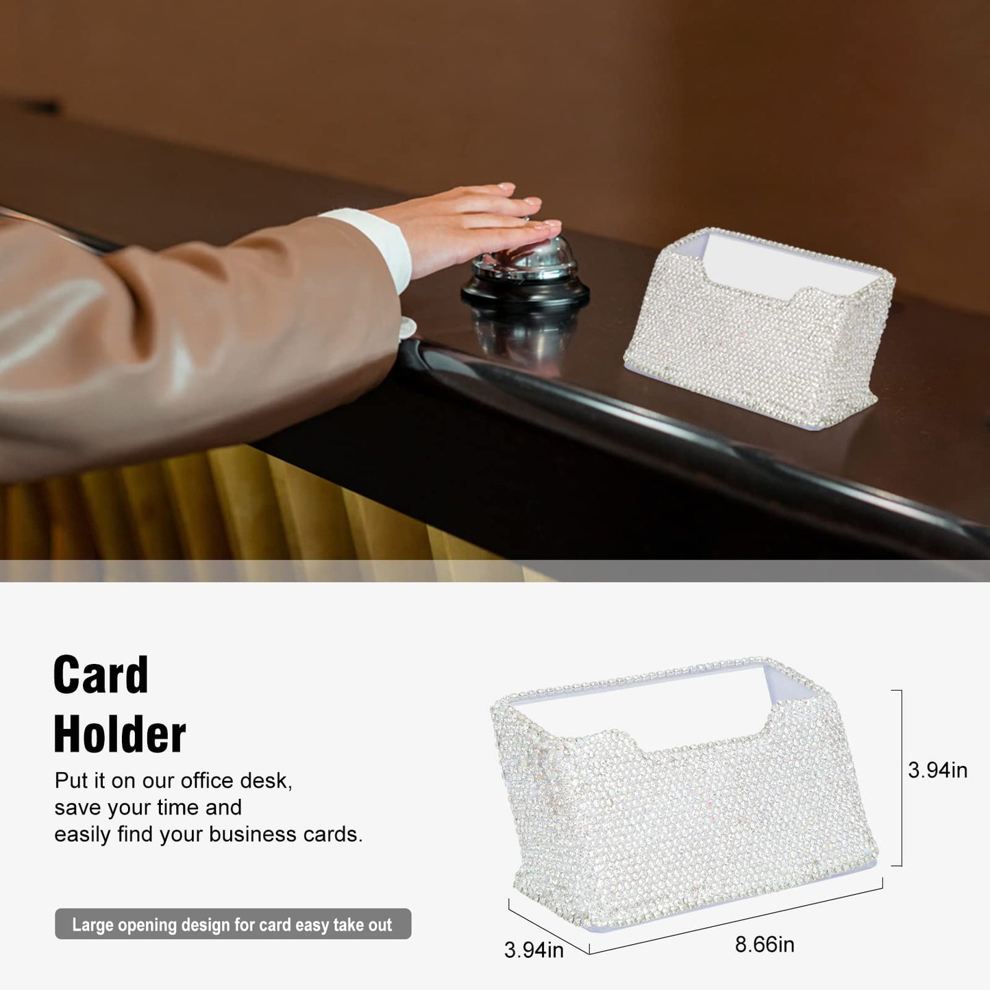 Bling Crystal Luxury Handmade Diamond Round Pencil Pen Pot Holder & Stapler & Card Holder & Desktop