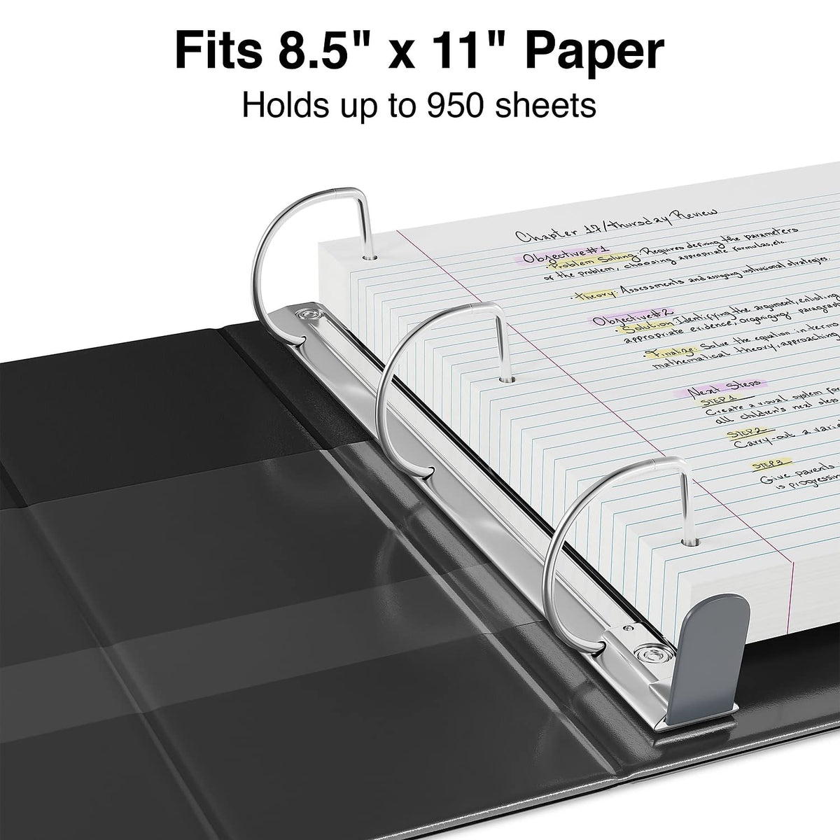 Staples Heavy-Duty 5-Inch 3-Ring View Binder with D-Rings, 4 Interior Pockets for High-Capacity