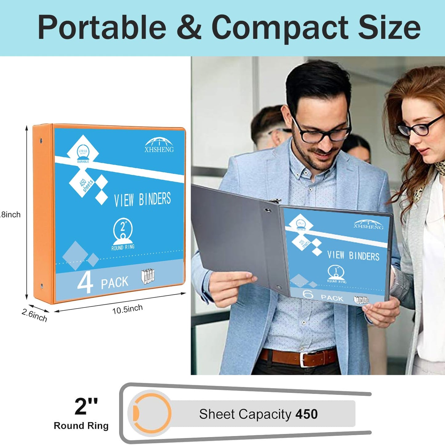 2 Inch 3 Ring Binders,Multicolor Customizable Round Ring Binder for