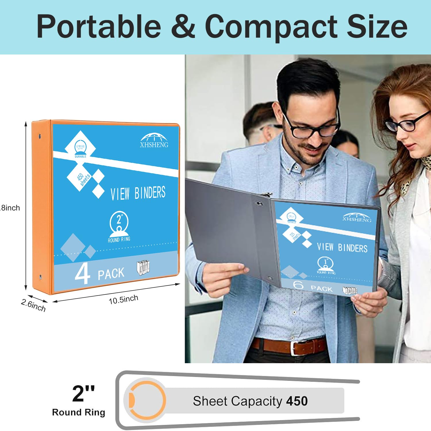 2 Inch 3 Ring Binders,Multicolor Customizable Round Ring Binder for