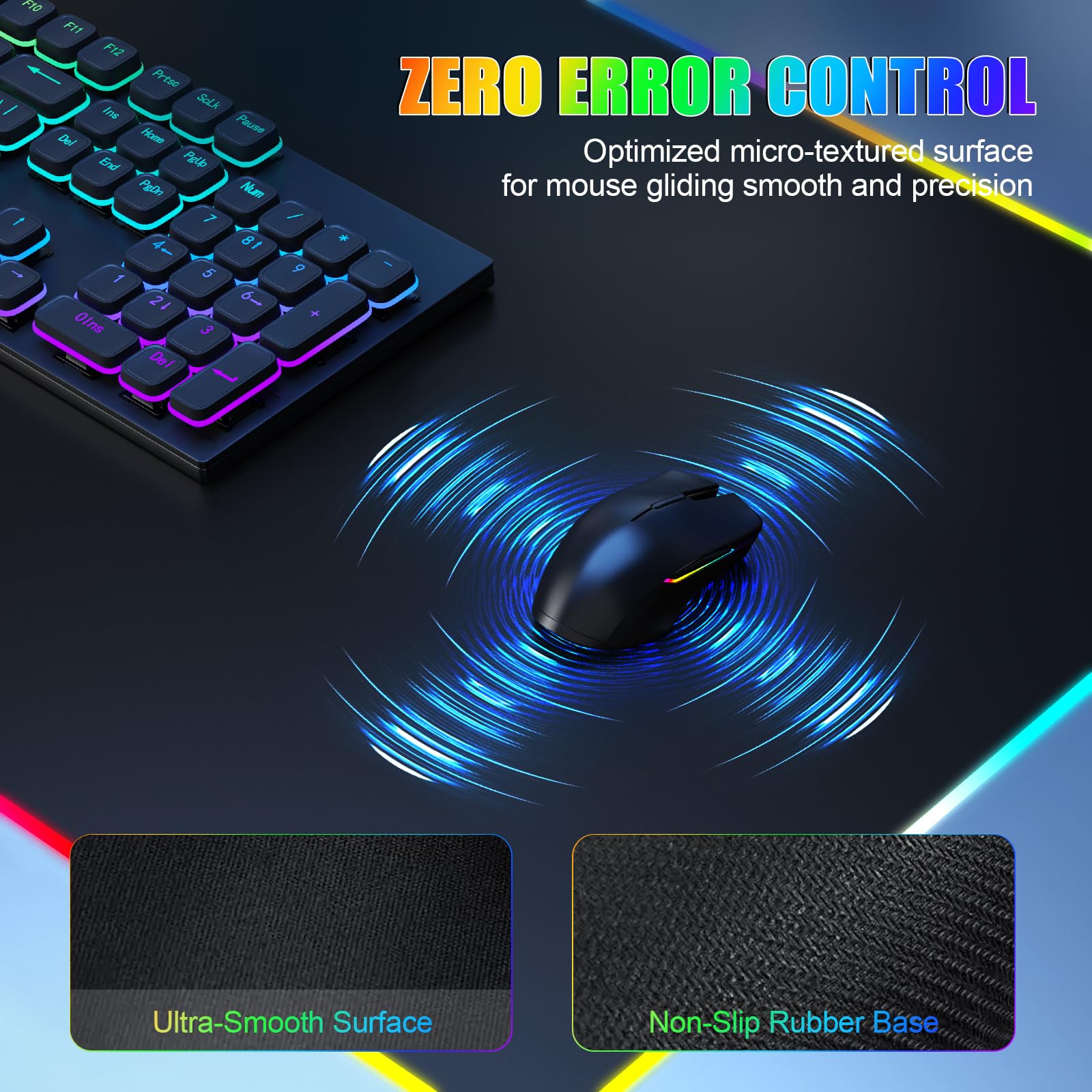 Wireless Charging RGB Mouse Pad with Phone Stand, Large Gaming Desk Mat