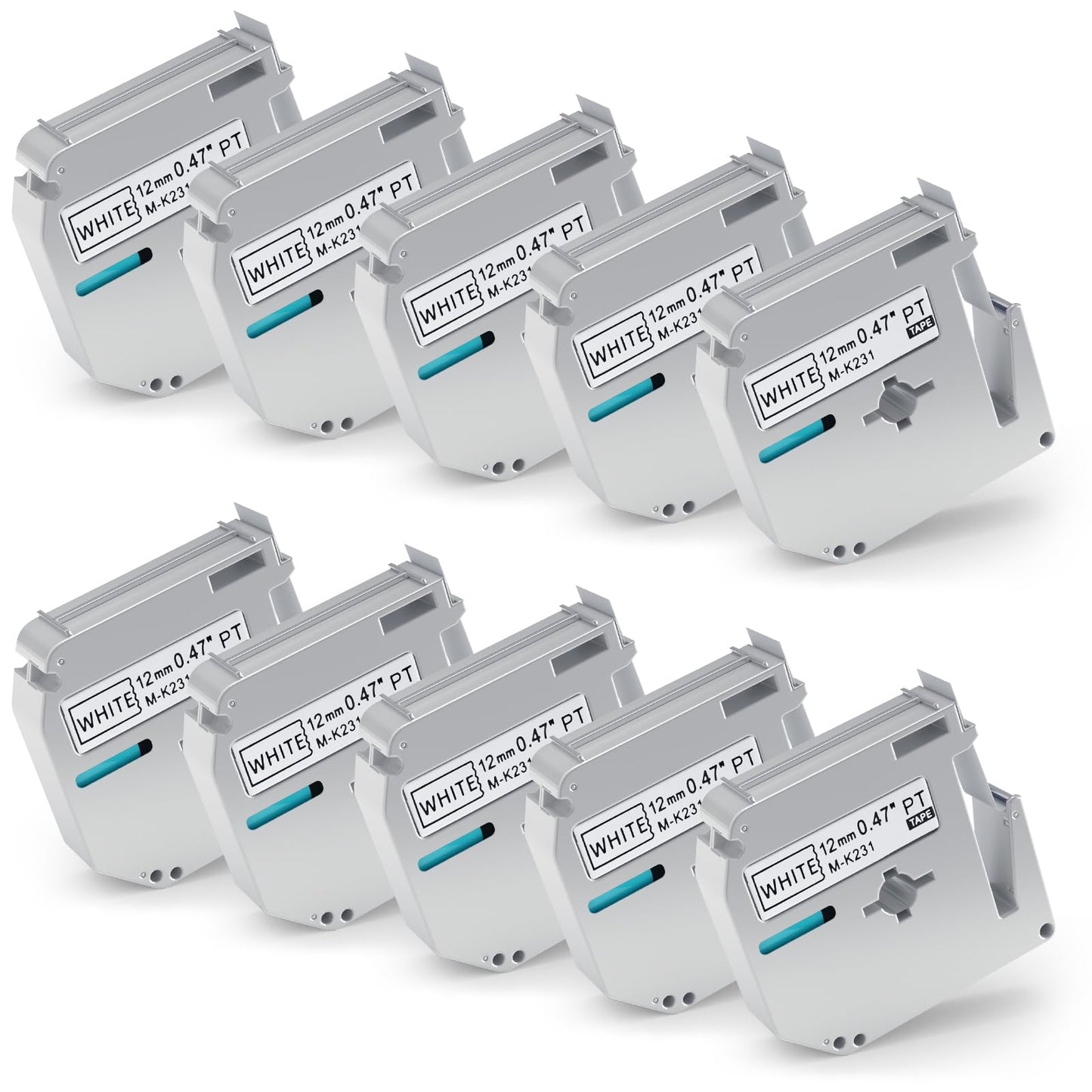 10 Pack M-K231 M Tape 12mm Compatible with M-K231s Brother Label Tape Black on White 0.47 Inch for