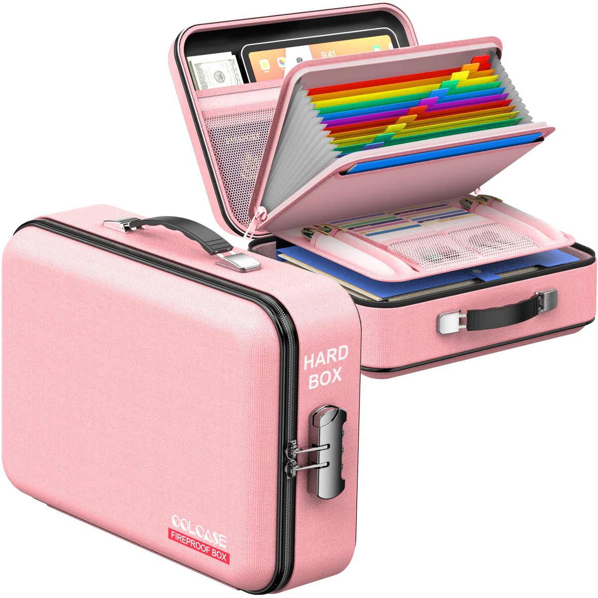 COLCASE Fireproof Document Organizer with Lock, Hard Fireproof Document Box