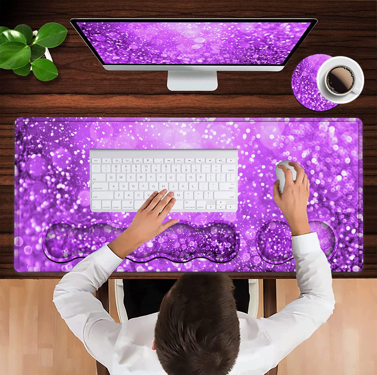 Large Gaming Mouse Pad (31.5x11.8 in), Rubber Base XXL Mousepad with Stitched Edges, Ergonomic