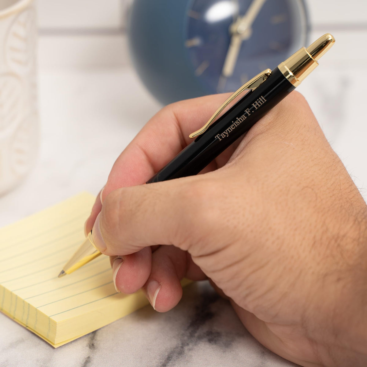 Dayspring Pens Monroe Personalized Ballpoint Pen in Black with Gold Trim