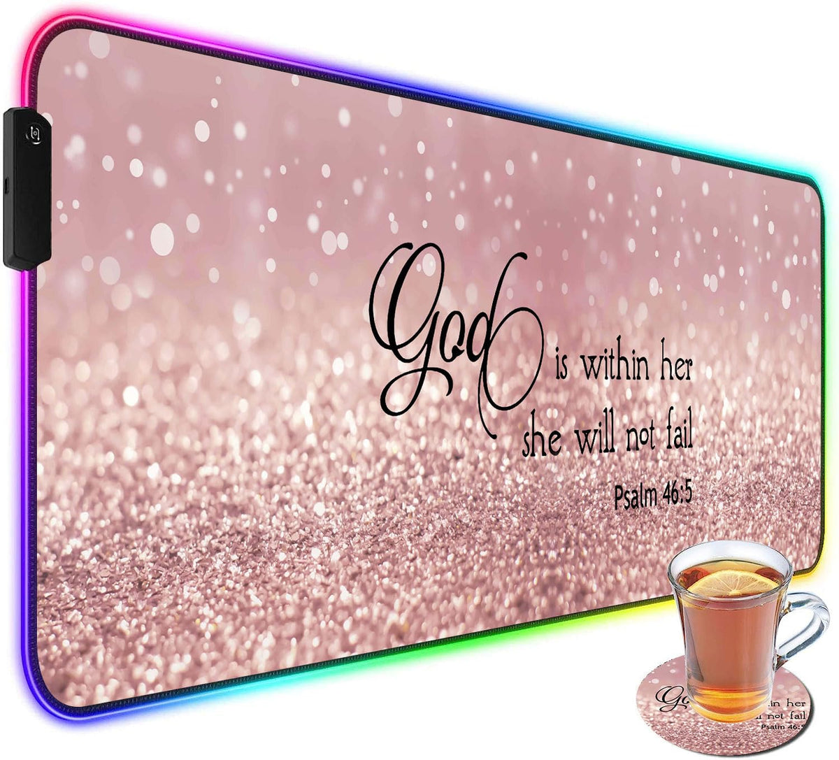 CICPLKSE Customized RGB Gaming Mouse Pad and Coffee Coaster,Large Glowing Led Anti-Slip Rubber Base
