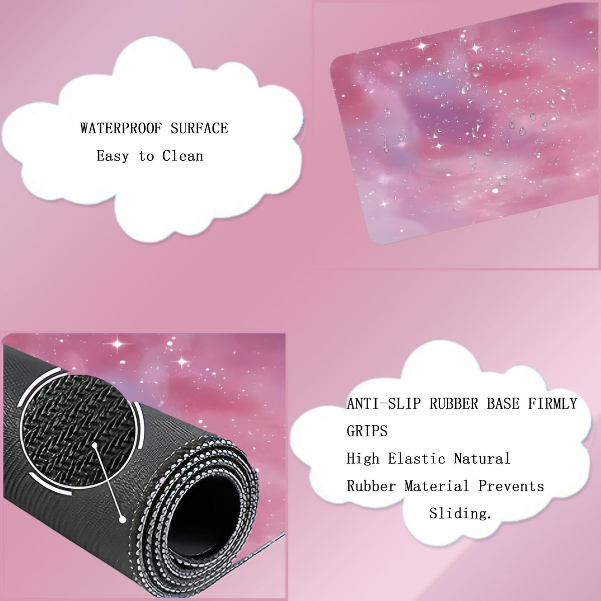 Cloud Mouse Pad Keyboard Wrist Rest 4PCS Galaxy Space Extended Large Desk Mat Pad Set Memory Foam