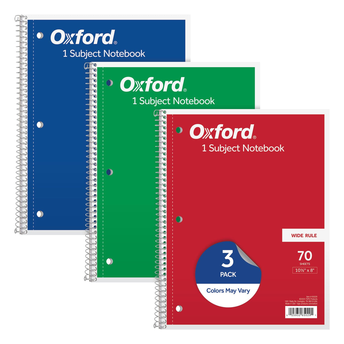 Oxford Wide Rule 1-Subject Spiral Notebook