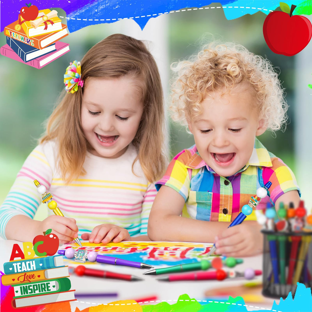 Zhanmai 197 Pcs Back to School DIY Beadable Pens Kit