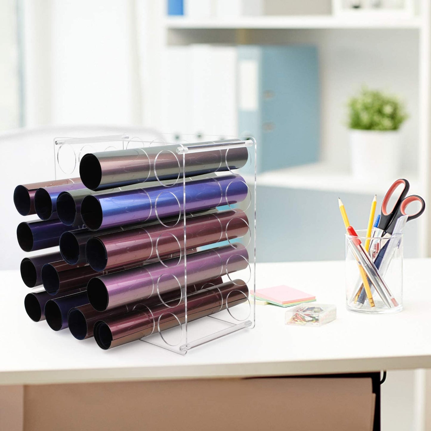 volepet Vinyl Storage Rack 25-Holes Vinyl Holder Acrylic Vinyl Roll Storage for Craft Room, Vinyl