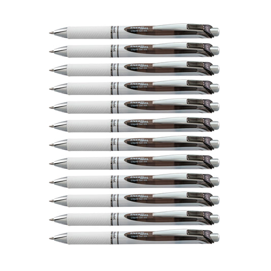 Pentel EnerGel Pearl Deluxe RTX Retractable Liquid Gel Pen, (0.7mm), Accent, Black Ink, Box of 12