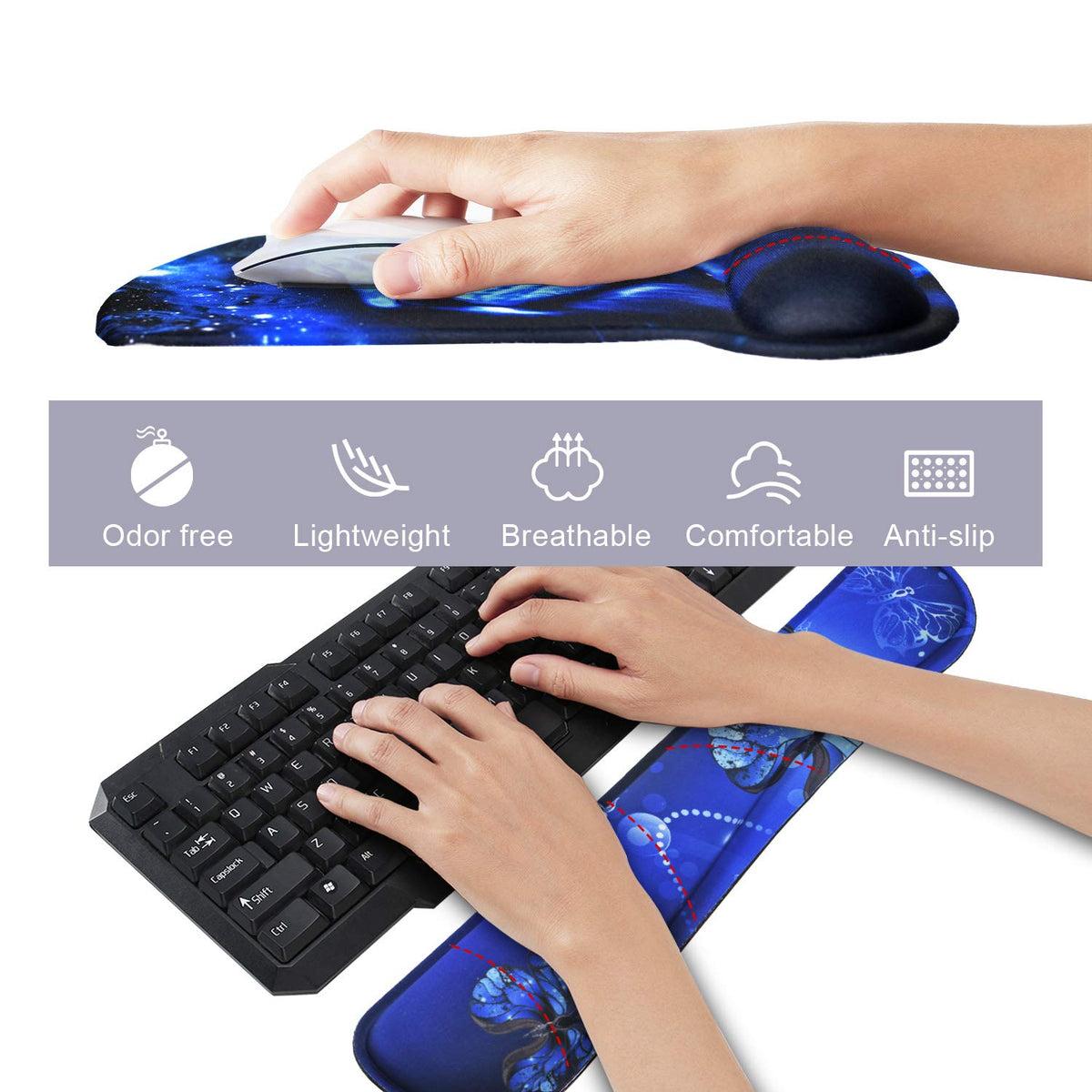 Mouse Pad with Wrist Support and Keyboard Wrist Rest Pad Set,Ergonomic Mouse Pads for Computers