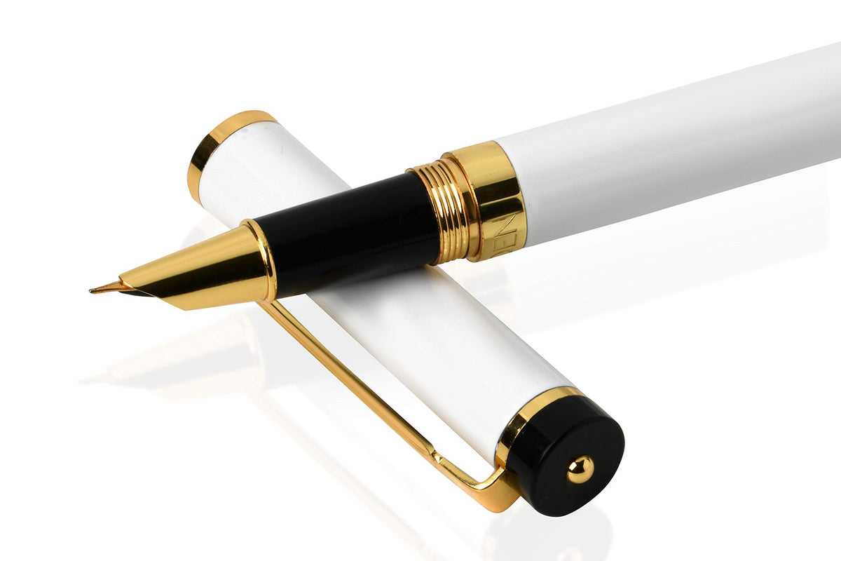 Dryden Designs Fountain Pen - Medium and Fine Nibs | Includes 24 Ink Cartridges and Ink Refill