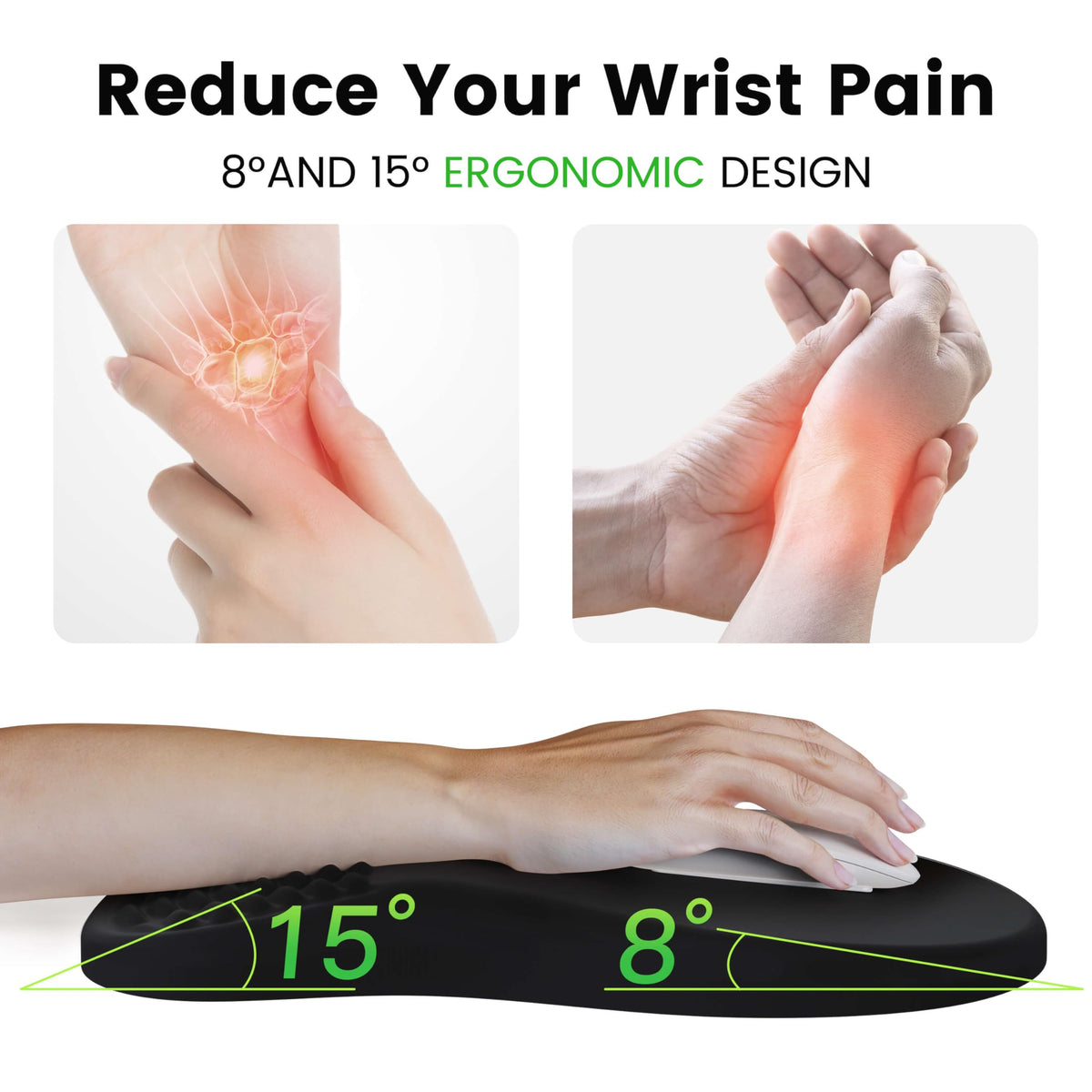 MEKASS Ergonomic Mouse Pad with Wrist Rest, Memory Foam Mousepad for Carpal Tunnel Pain Relief