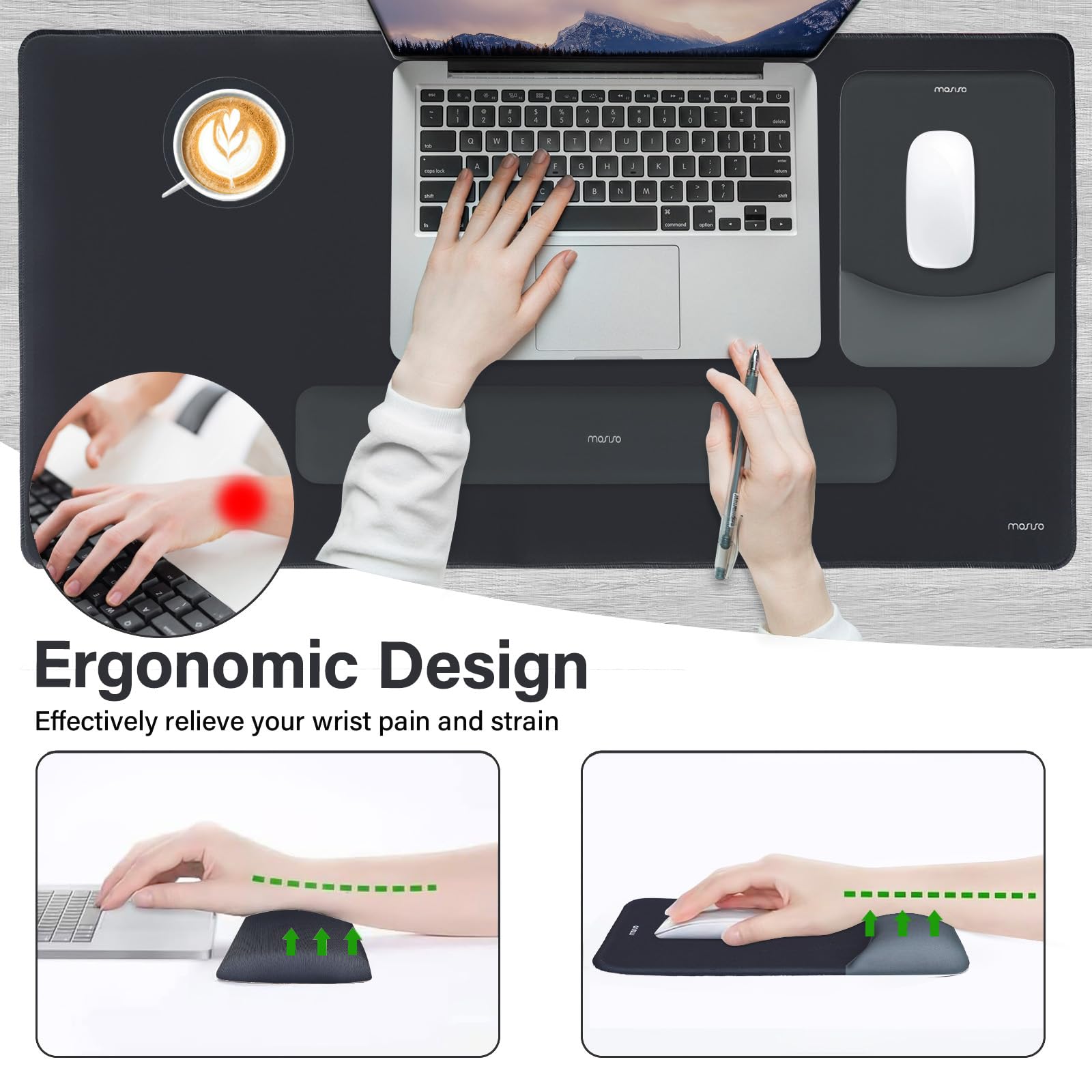 MOSISO Keyboard Mouse Pad Set, Large Gaming Mouse Pad&Keyboard Wrist Rest