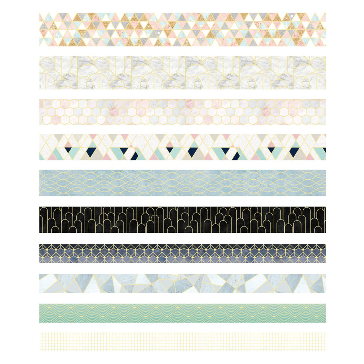 YUBX Creative Washi Tape Set 10 Rolls Gold Foil Print Decorative Masking Tapes for Arts, DIY