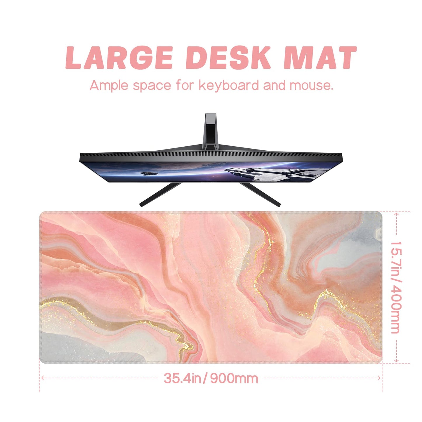 Baziabbo Cute Desk Mat,XXL Extended Large Mouse Pad,Gaming Mousepad with Stitched Edge,Non-Slip