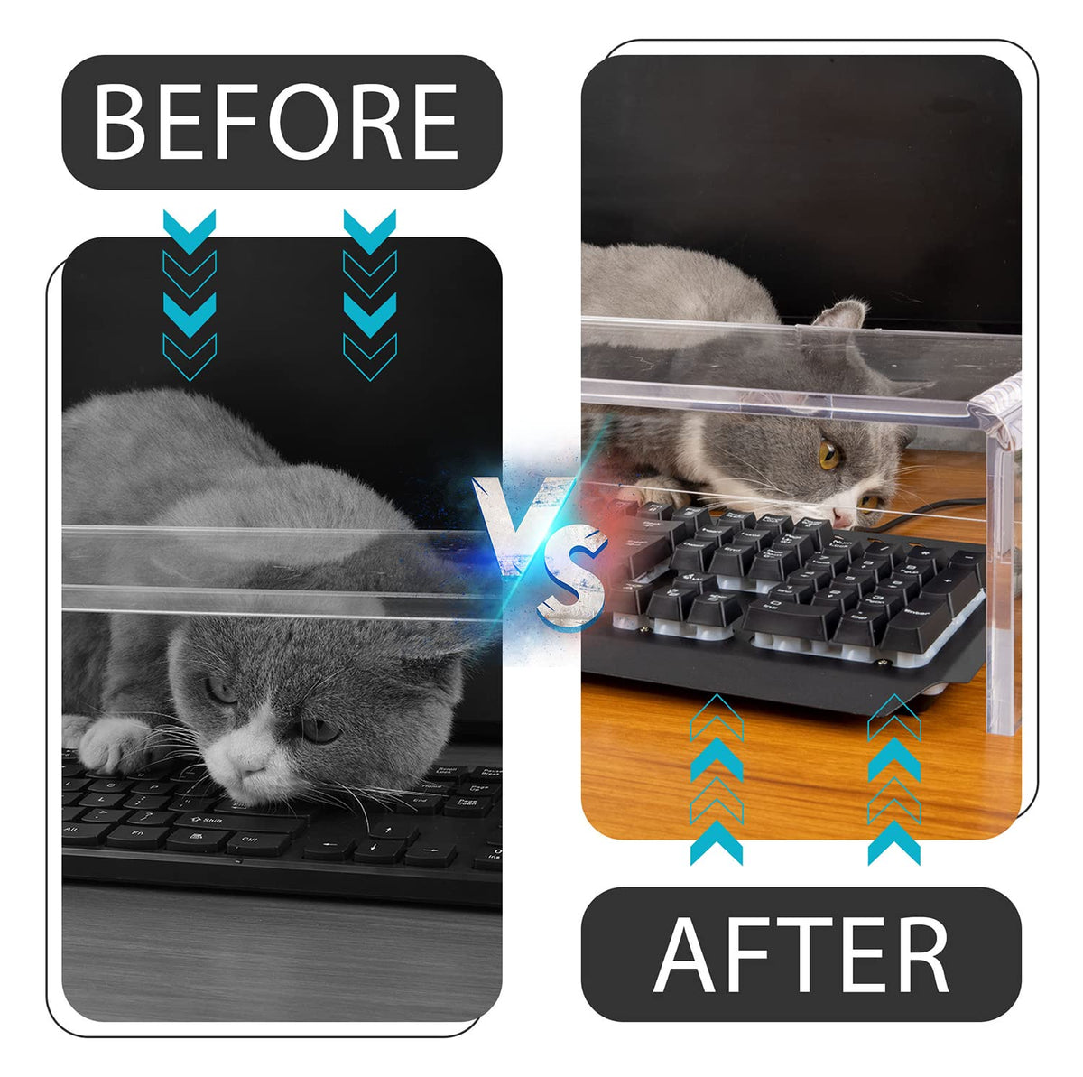 VAOLLO 2 Pack Computer Monitor Riser with keyboard cover Anti-Cat, Dual Monitor Stand Riser