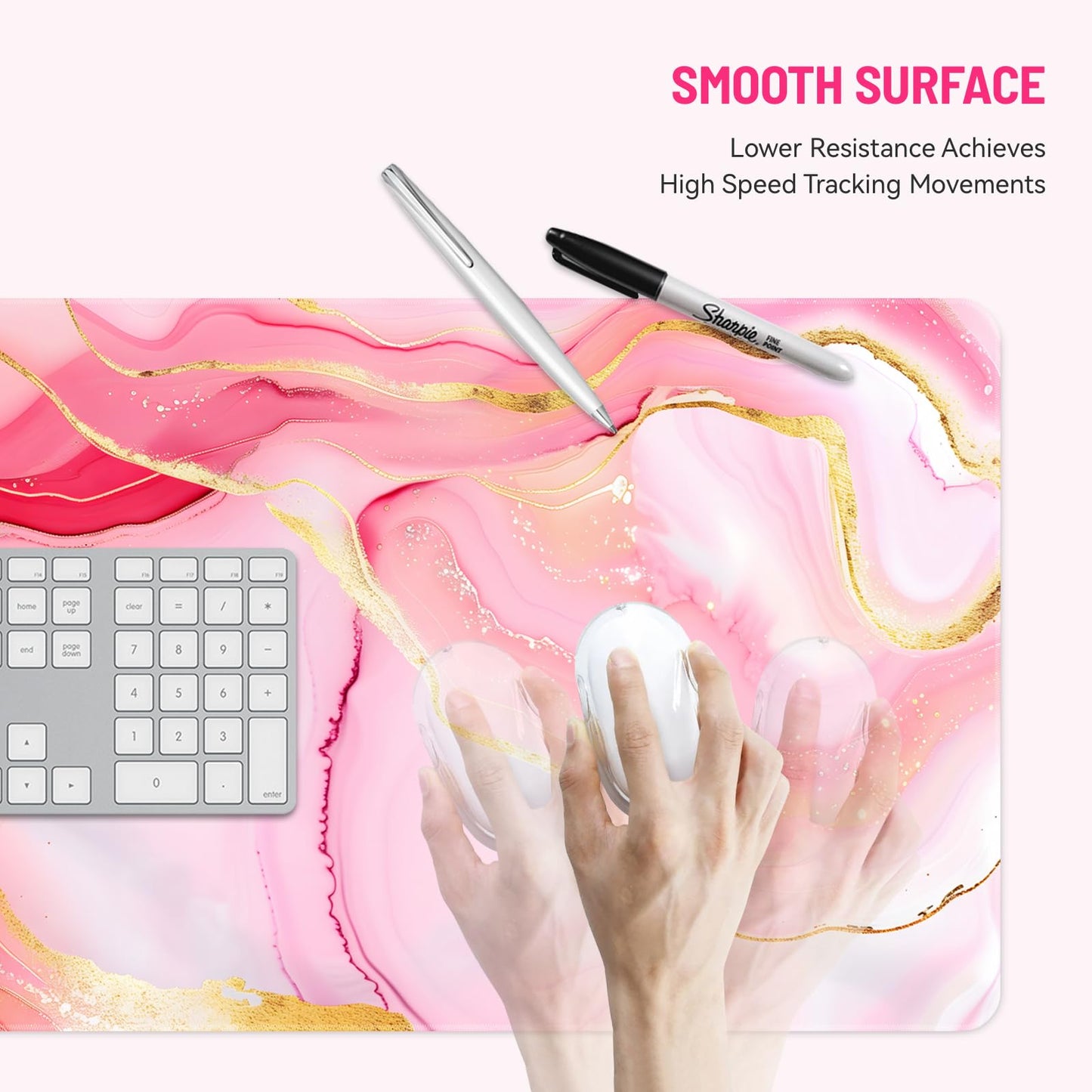 Stanoha Cute Desk Mat for Keyboard Desktop Extra Large Mouse Pad, Marble