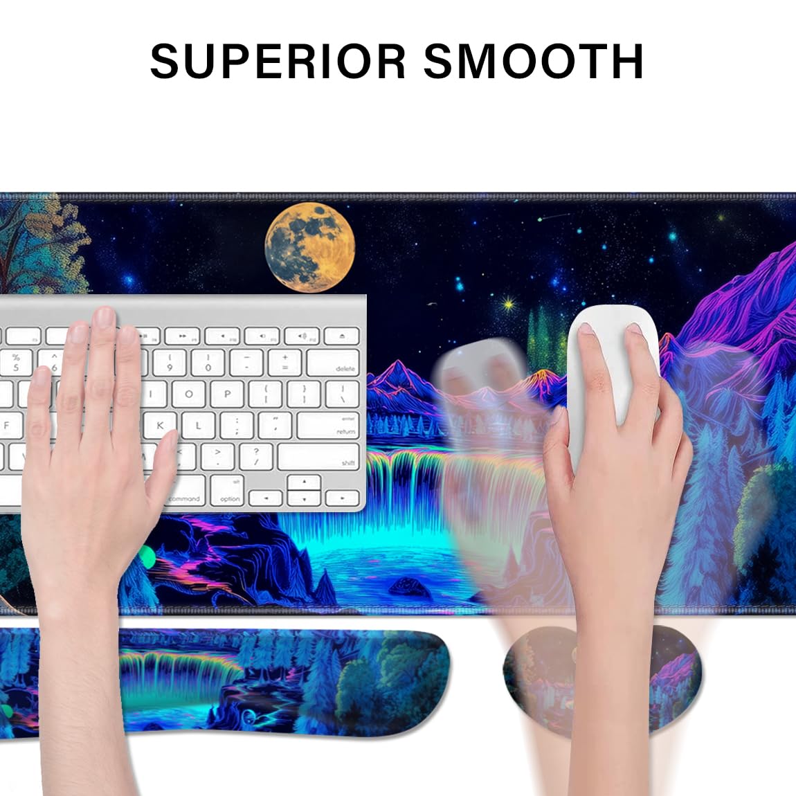 Desk Pad and Keyboard Wrist Rest, Large Mouse Pad + Keyboard Pad+Mouse Wrist Support, Non-Slip Desk