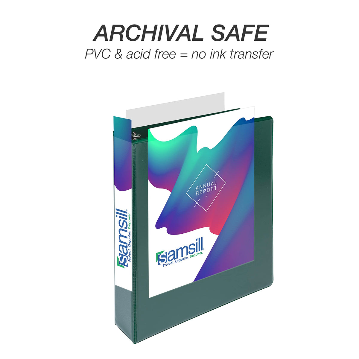 Samsill Durable 1.5 inch 3 Ring Binder, D Ring Binder, 100% Recycled Chipboard, Green, 4 Pack