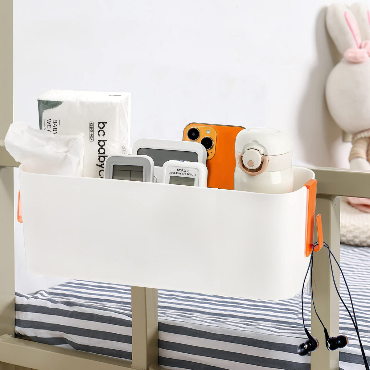 Yopay 2 Pack Bedside Caddy Organizer, Plastic Bunk Bed Shelf, Dorm Bedside Holder, Multi Storage
