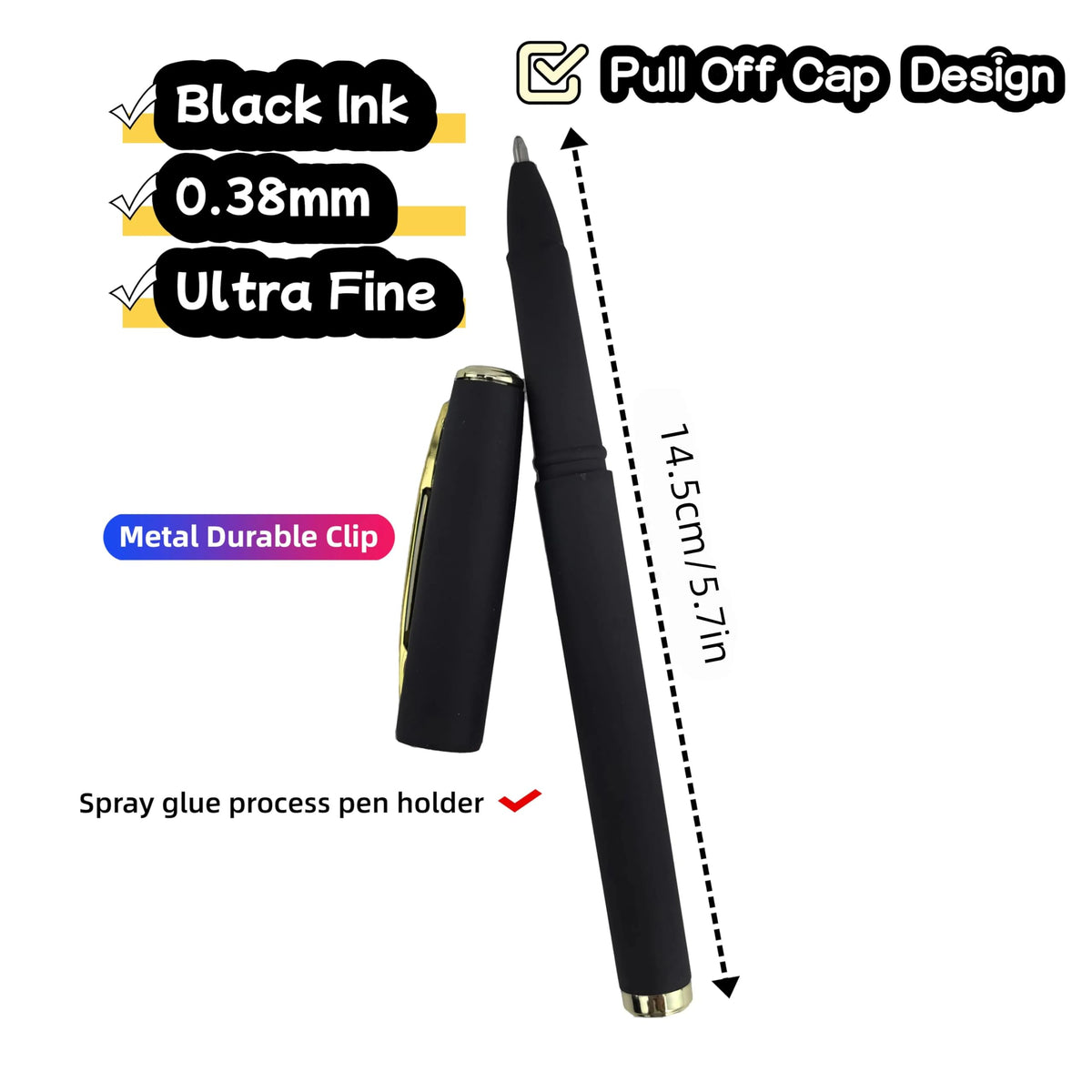 Fengtaiyuan Gel Ink Roller Ball Pens, Black Ink, Ultra Fine 0.38mm, Comfortable Grip, Easy Hold