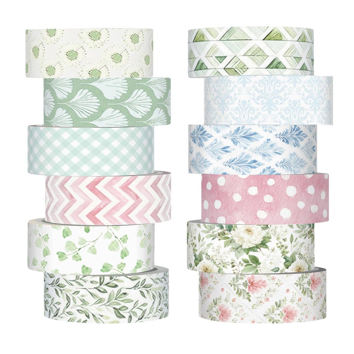 YooNotee 12 Rolls Floral Washi Tape Set,Watercolor,Garden