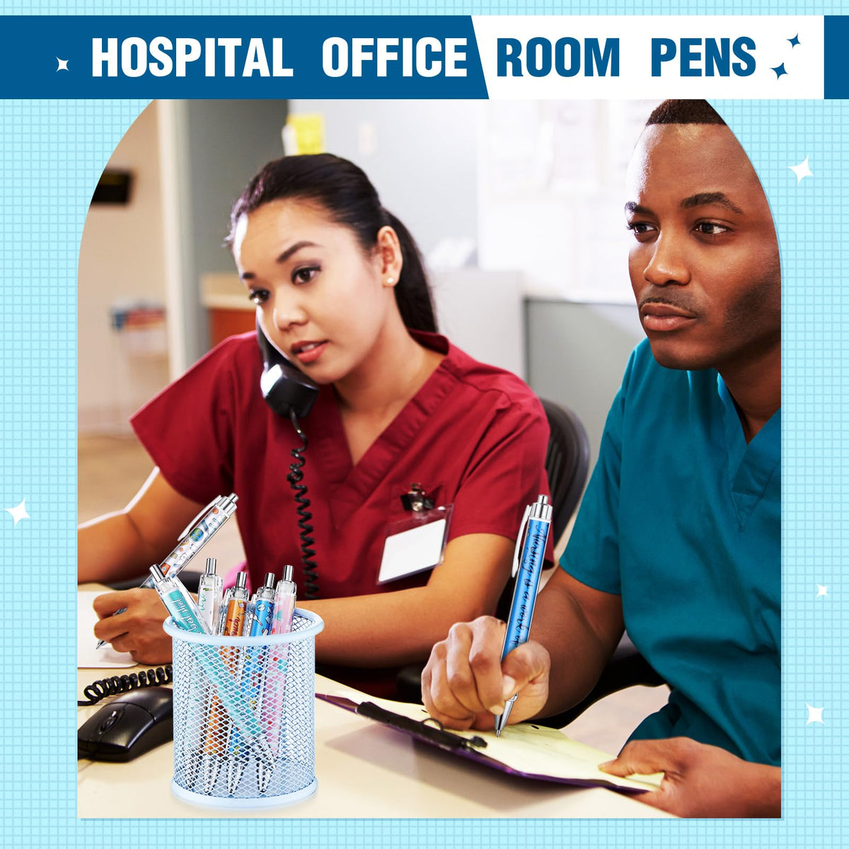 Jetec 50 Pcs Nurse Week Pens Ballpoint Bulk Cna Gift Appreciation Ink Funny Pens Set OT Month
