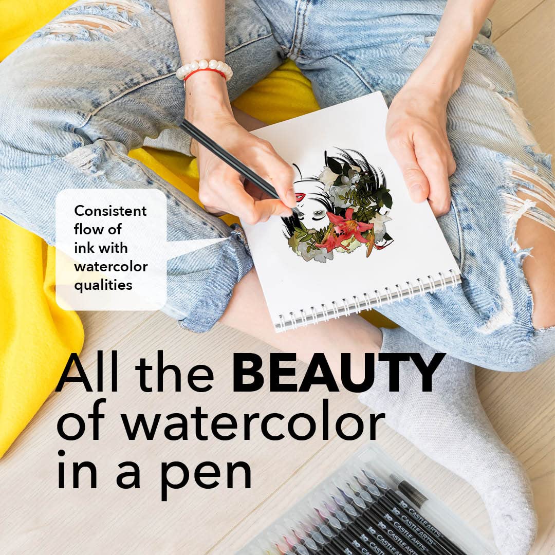 Castle Art Supplies Watercolor Brush Pens for Artists - 24 Colors