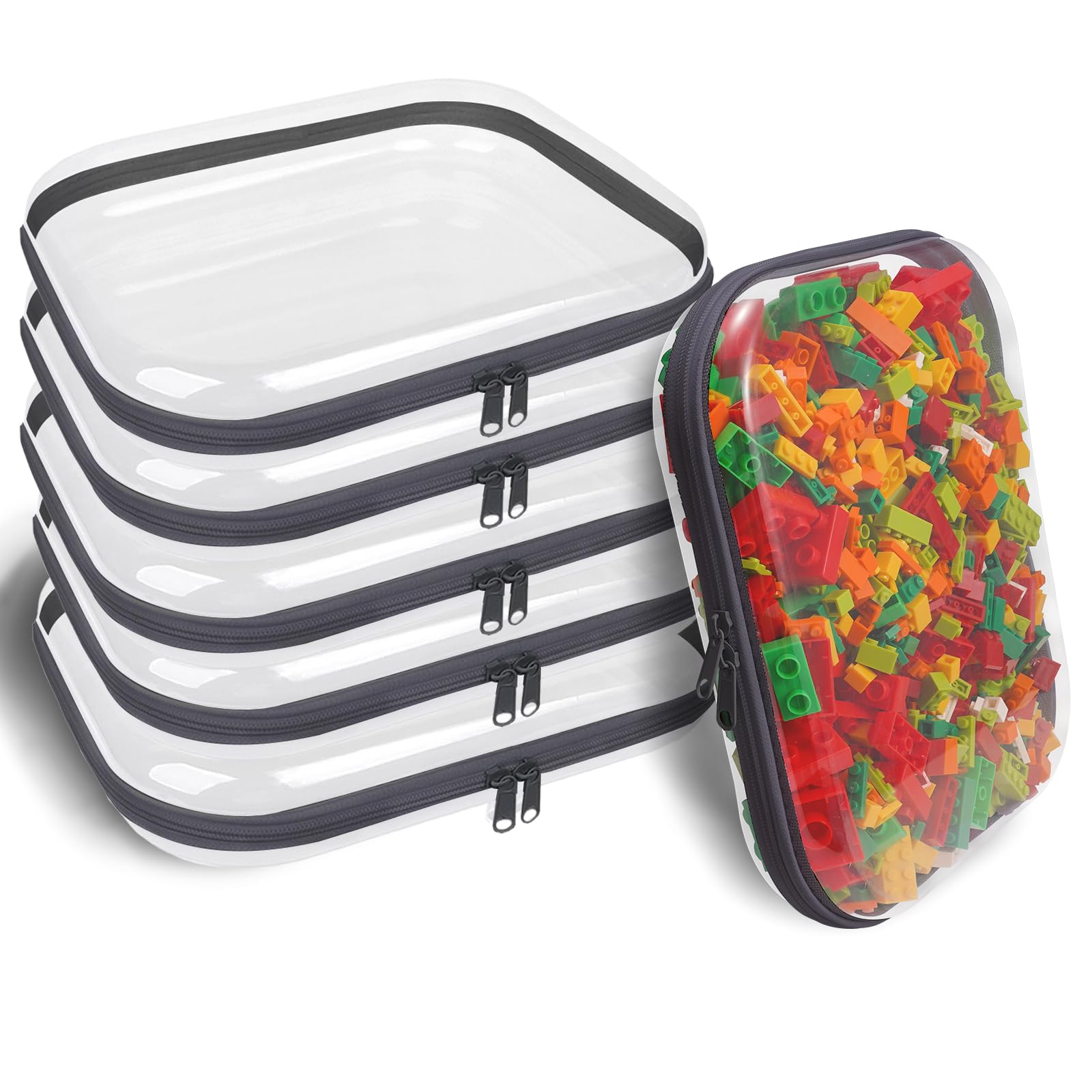 Clear Hard Shell Zipper Case,6PCS Transparent Clear Zipper Pouches,Hard Side Plastic Case