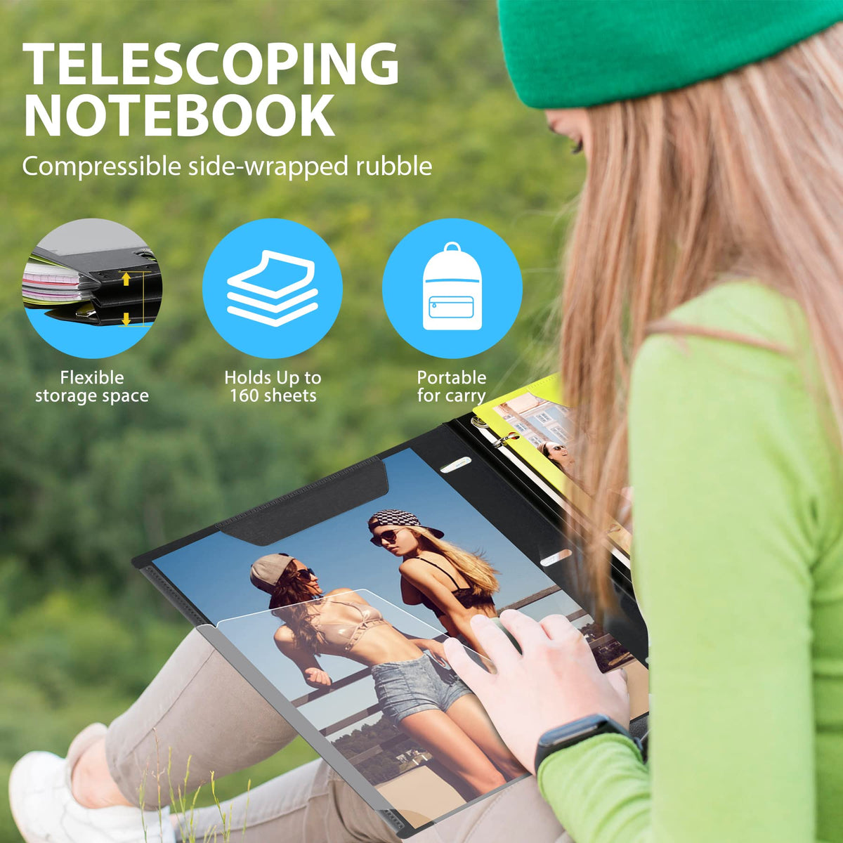 WOT I 2-Pack Telescoping 3 Ring Binder Notebooks, Black