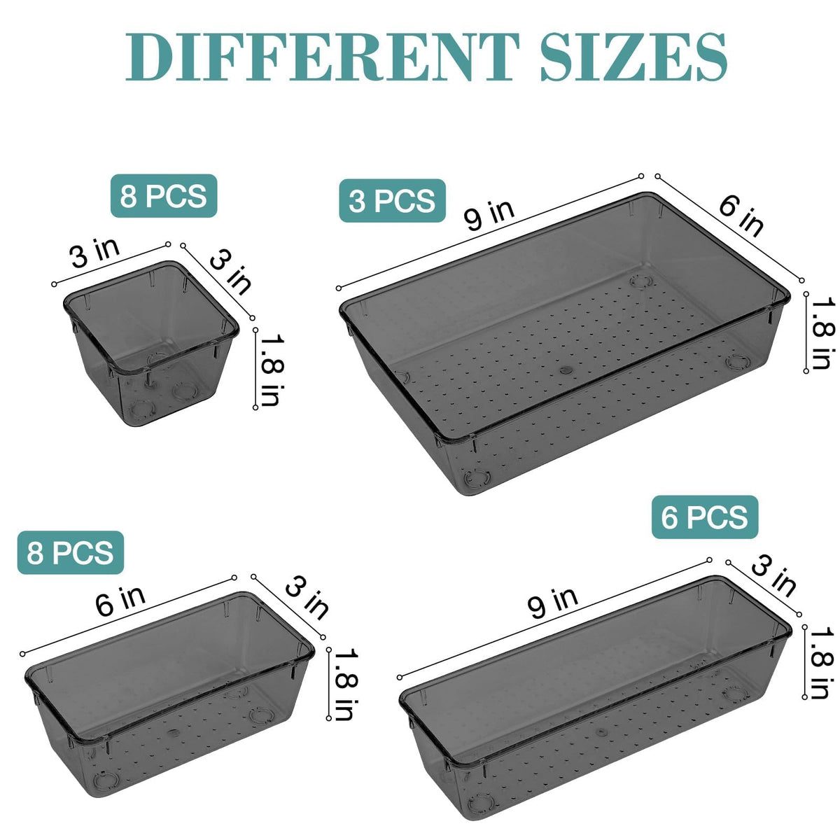 25 PCS Drawer Organizer Set, 5 Size Bathroom and kitchen organizer Trays