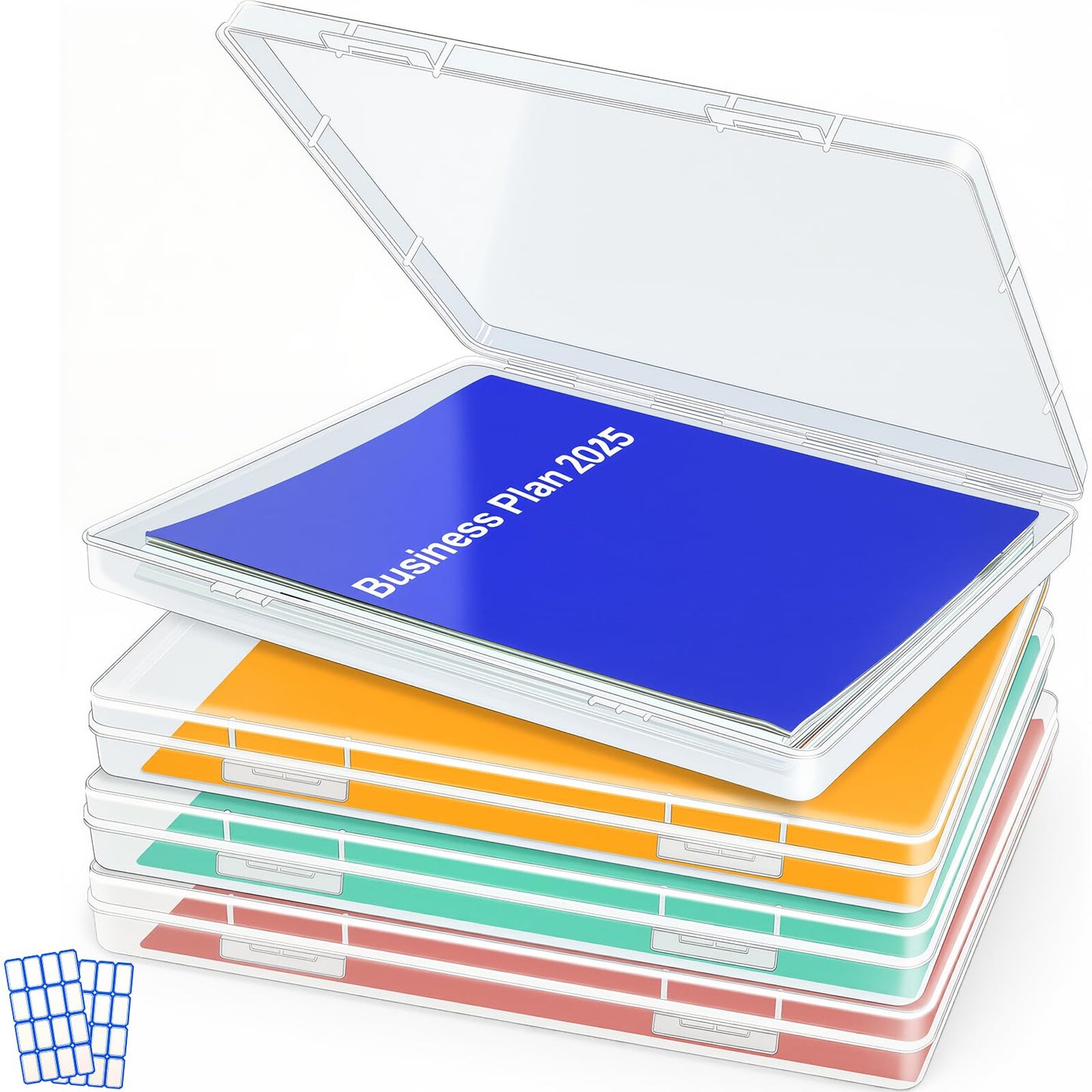 DUOFIRE 4 Pack Plastic File Box Document Organizer for US Letter Paper