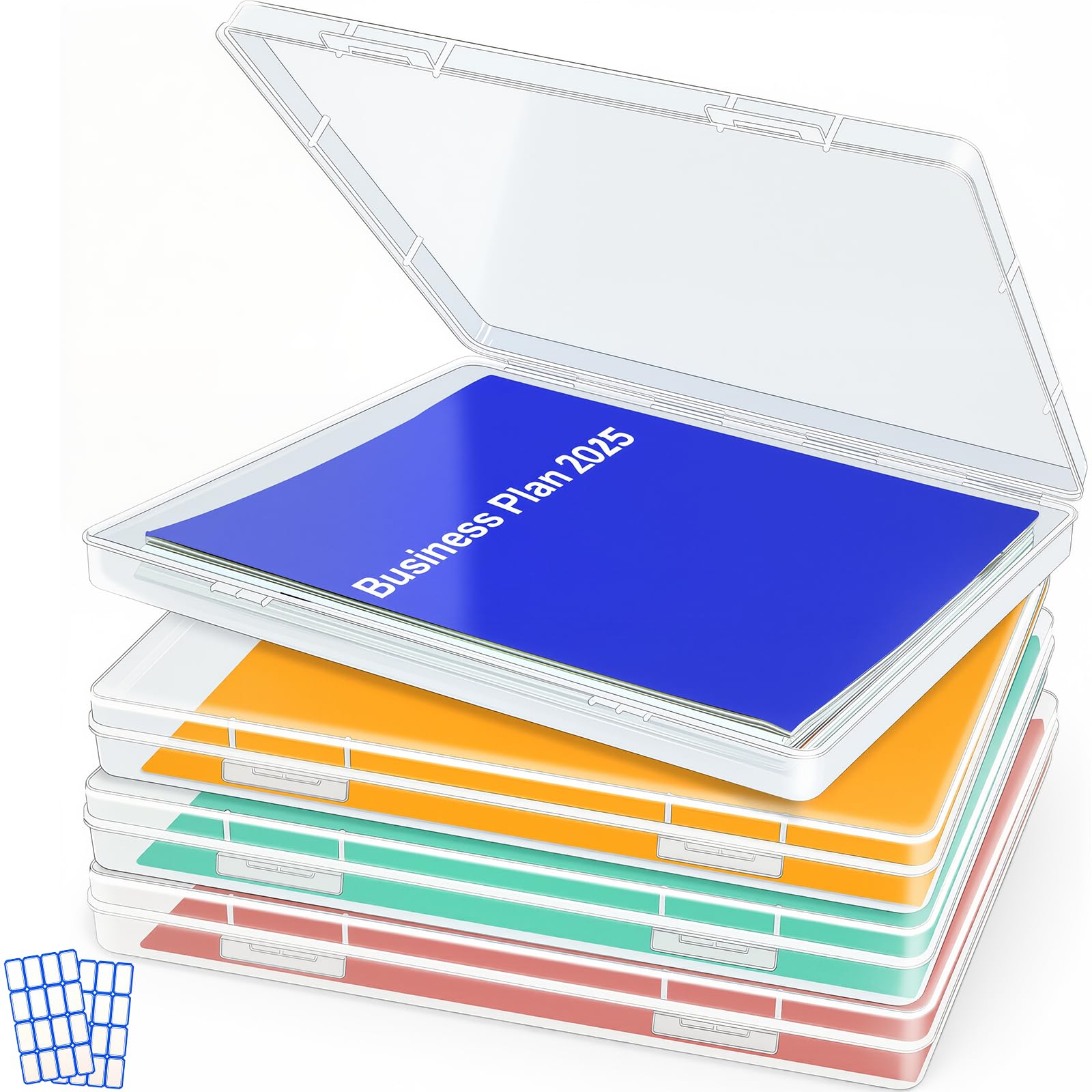 DUOFIRE 4 Pack Plastic File Box Document Organizer for US Letter Paper