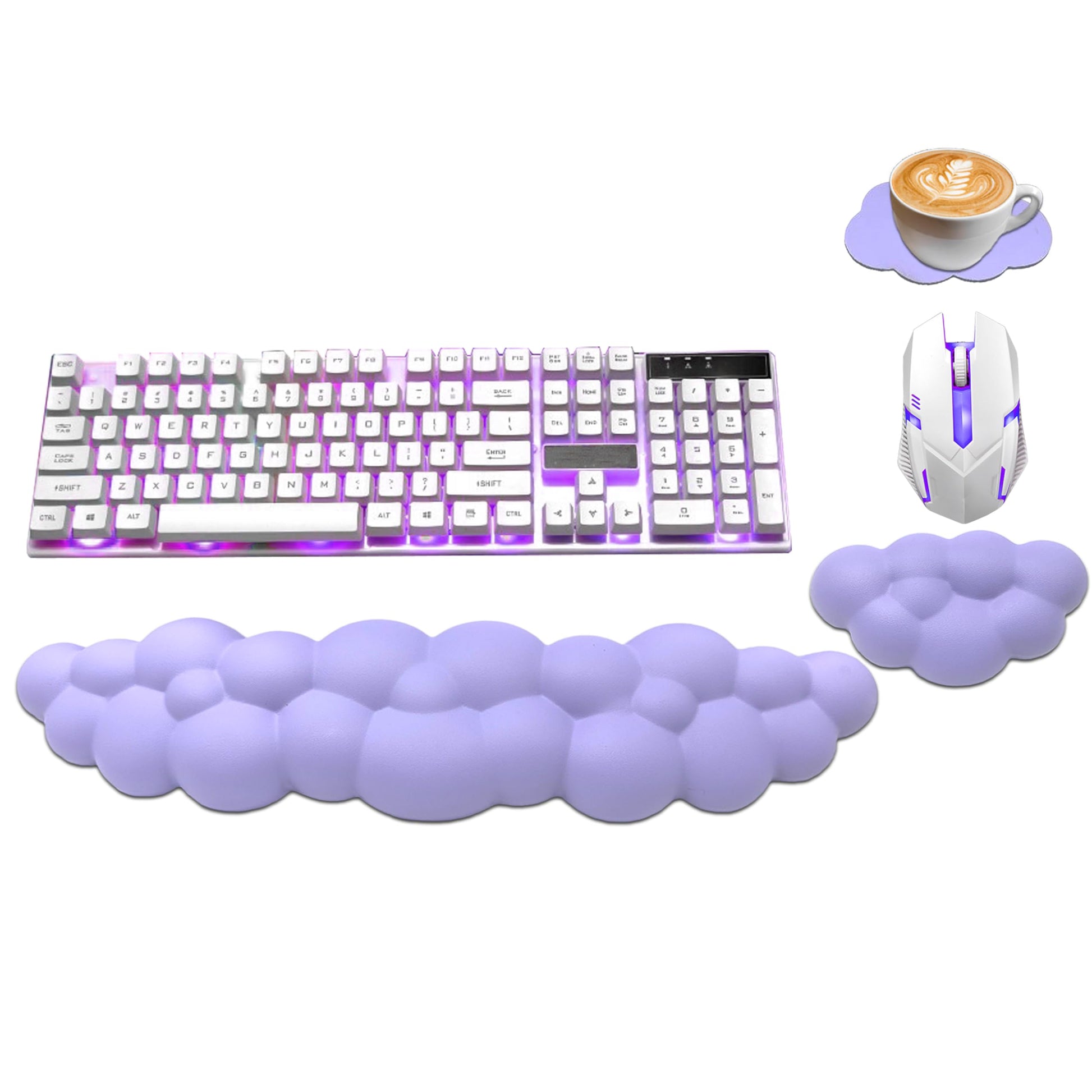 Cloud Wrist Rest Keyboard, Ergonomic Office Keyboard Wrist Rest, Purple