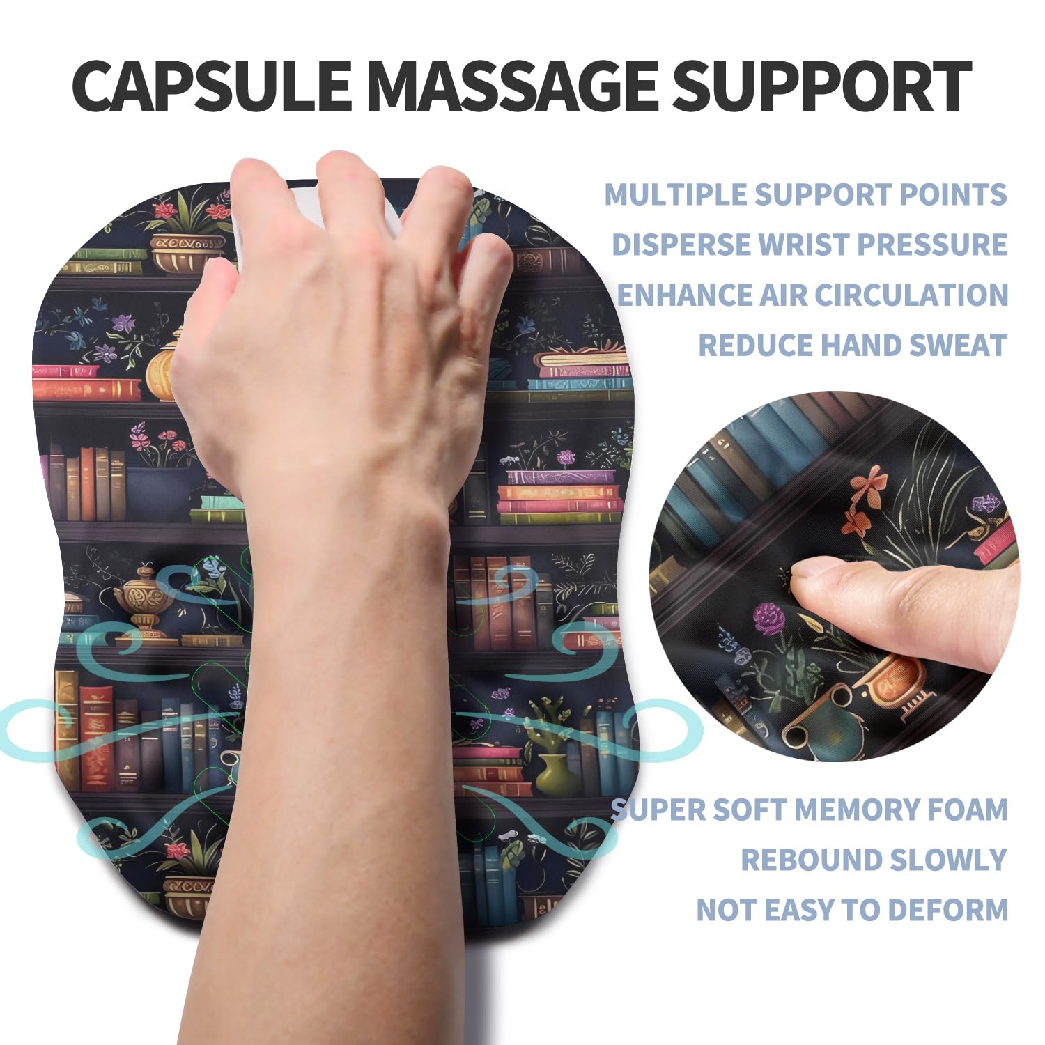 Gleamtide Ergonomic Raised Mouse Pad Wrist Support with Bilateral Slope Memory Foam Mousepad for