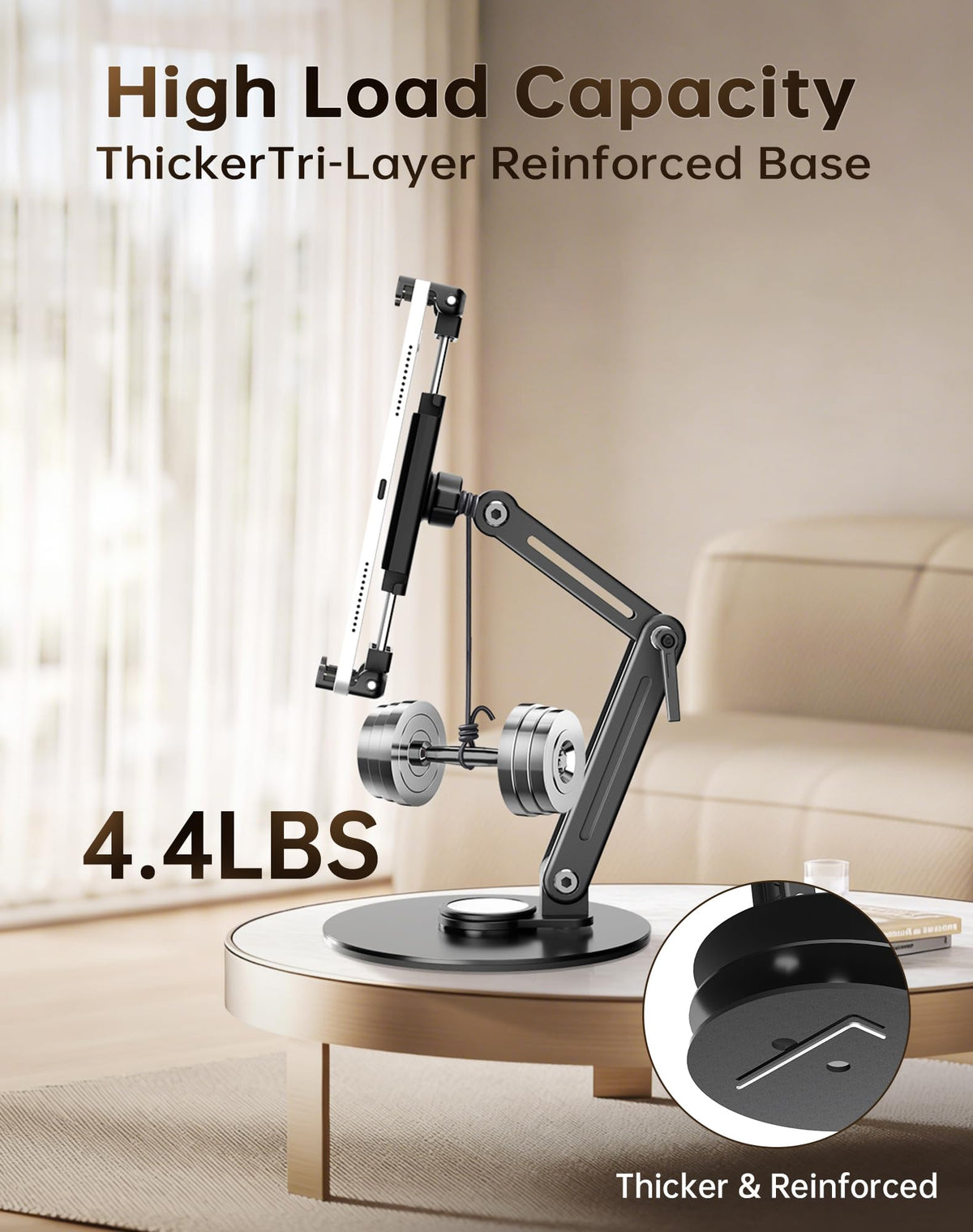 Feising Portable Monitor Stand Desk Holder- Large Clamp Support up to 12.9 14.6 15.6 18.5 inch 360°