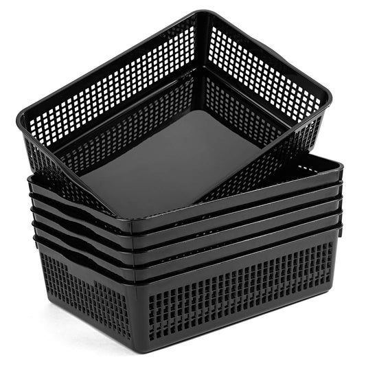 Aebeky A4 Size Plastic Paper Storage Trays,Desktop File Organizer Baskets,6-Packs (Black)