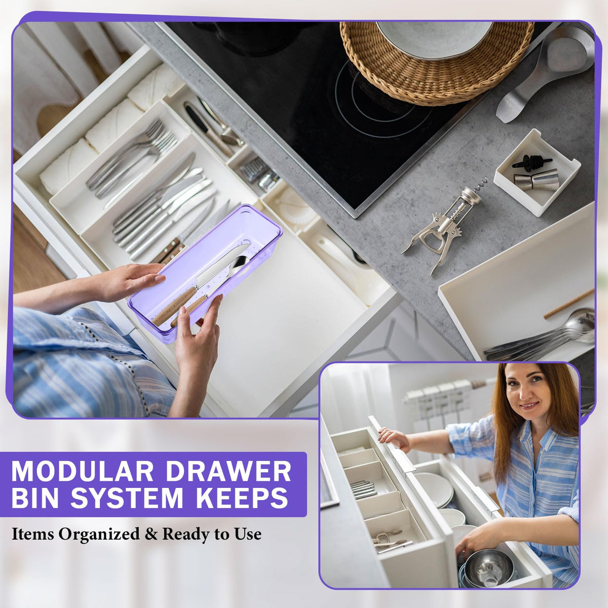 Maitys 12 Pcs Clear Drawer Organizer 9 x 3 x 2 Inches Plastic Rectangle Trays Makeup Vanity Storage
