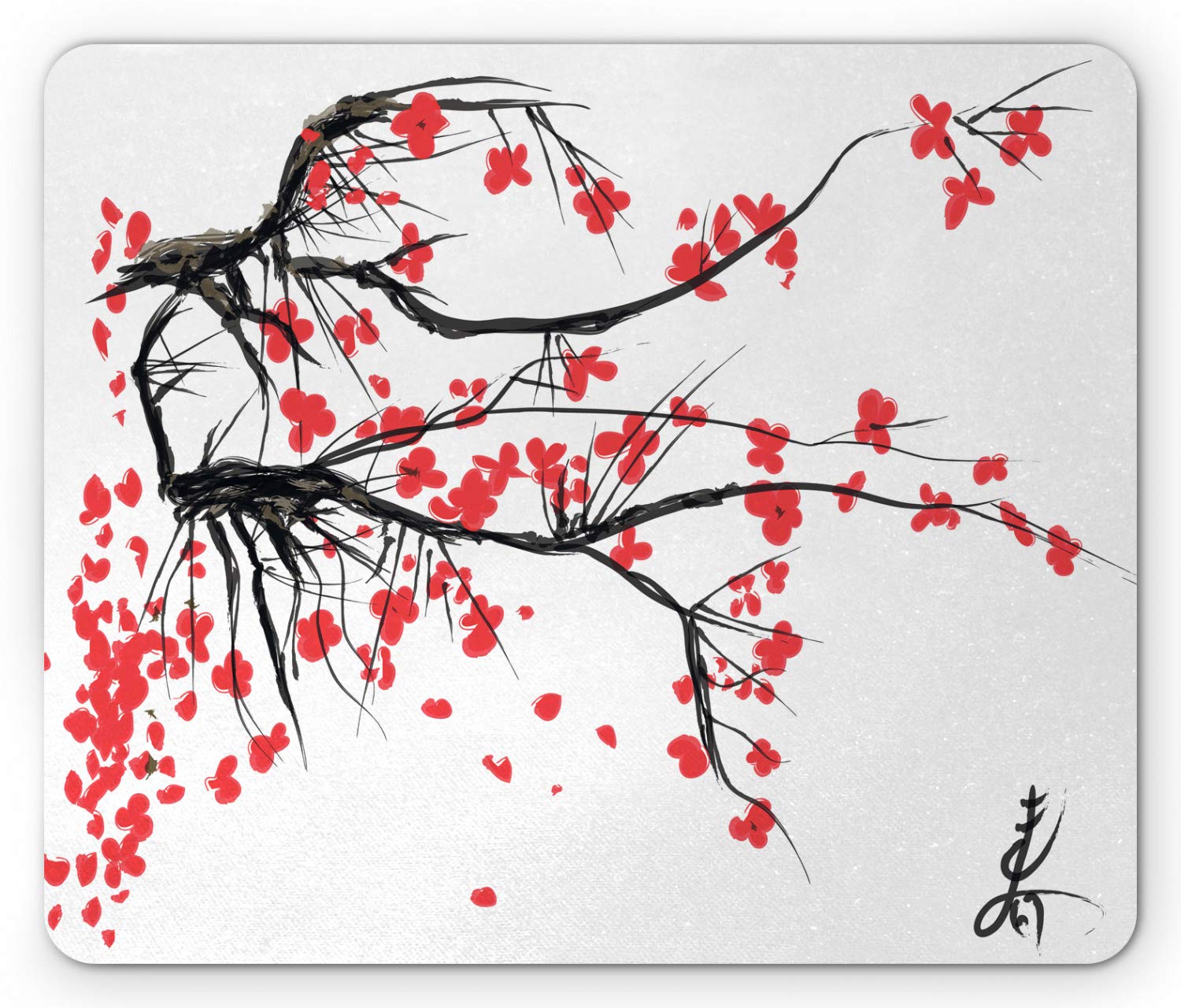 Ambesonne Nature Mouse Pad, Sakura Blossom Japanese Cherry Tree Garden Summertime Vintage Cultural