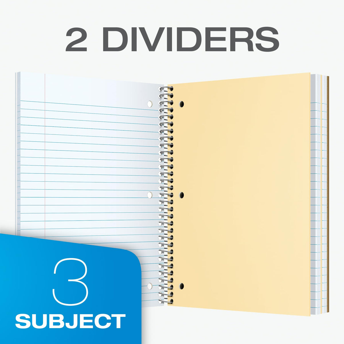 Oxford Spiral Notebooks, 3 Pack, 3 Subject, College Ruled Notebooks for School, 8 x 10.5 Inches