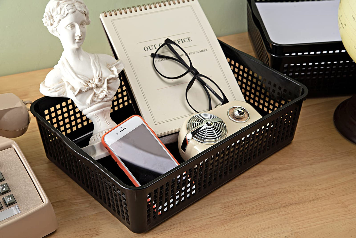 Eslite A4 Size Plastic Storage Basket,Desktop File Paper Letter Organizer Tray, 6-Packs