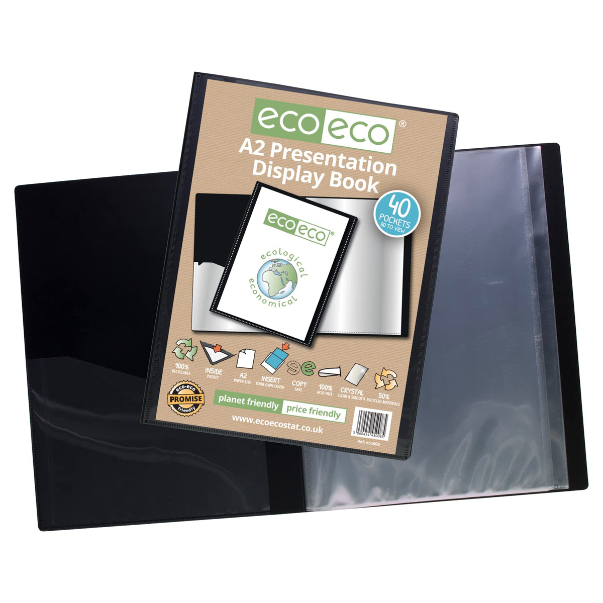 eco-eco A2 50% Recycled 40 Pocket Presentation Display Book
