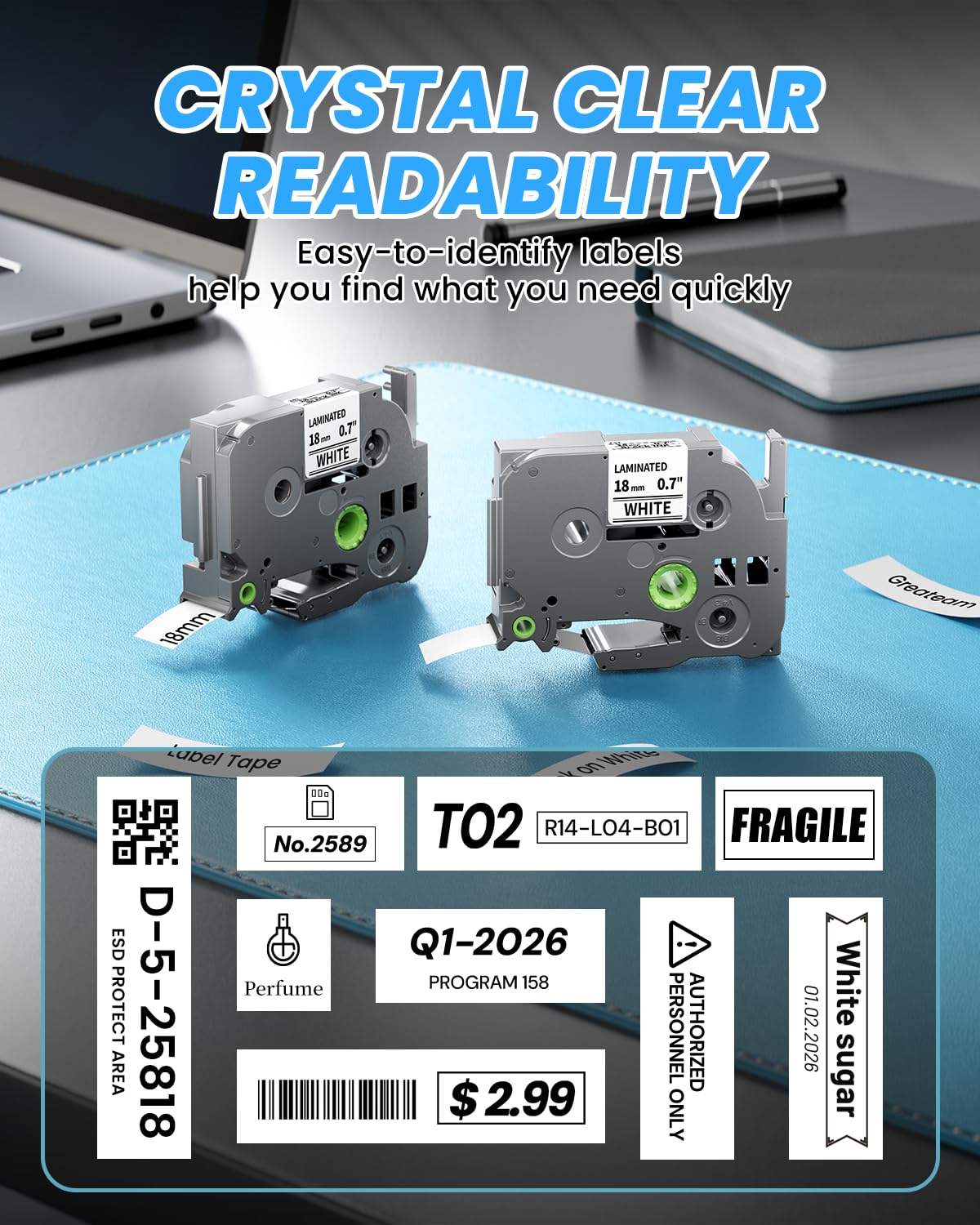 Replacement for Brother TZe-241 TZe241 P Touch Label Maker Tape 18mm