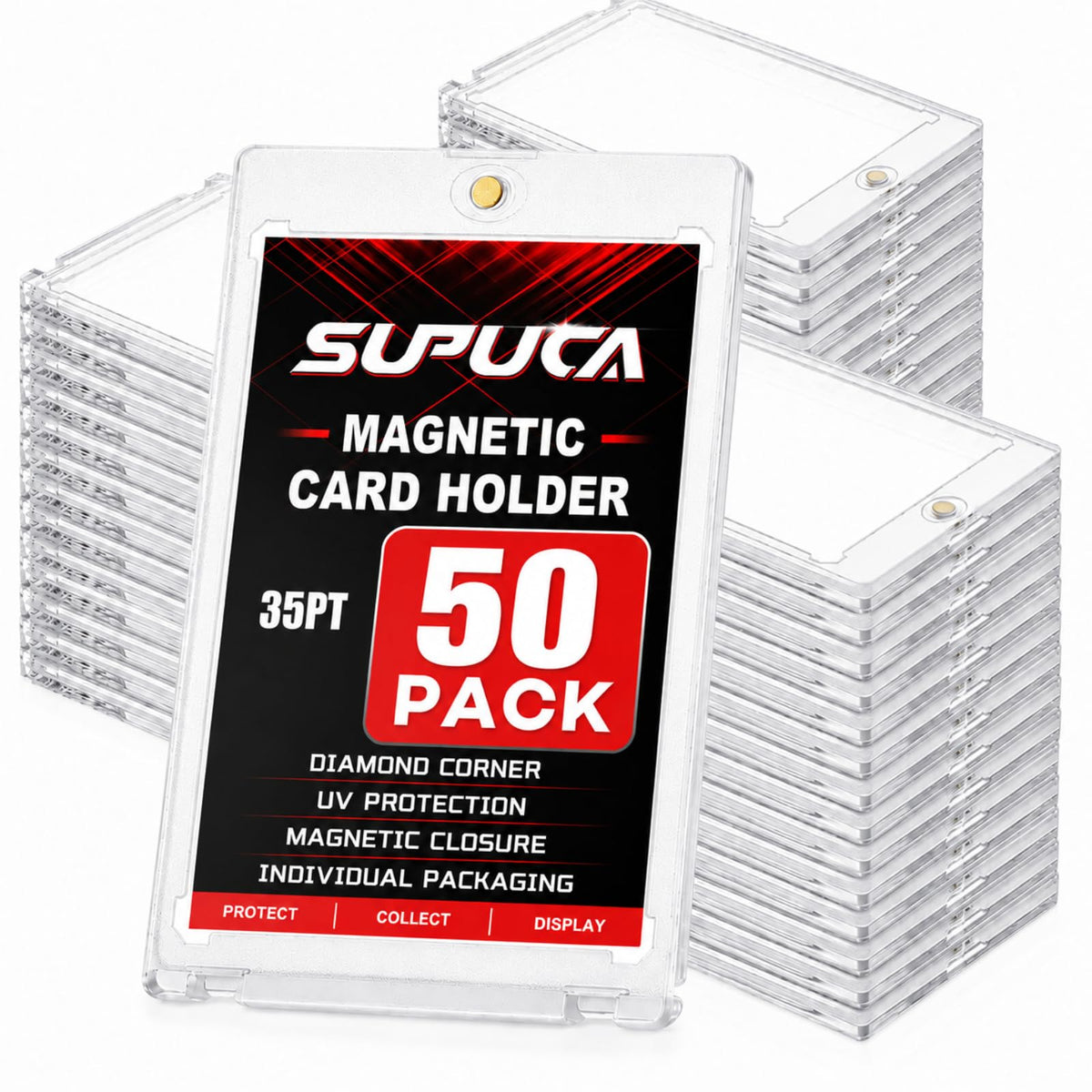 Supuca Magnetic Card Holder 50 Pack, 35PT One Touch Card Holder