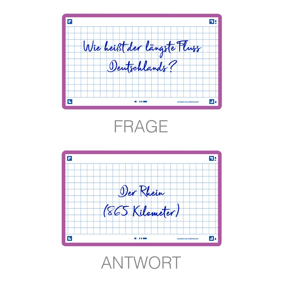Oxford Flash 2.0 Pack of 80 Flash Cards Size 7/5 x 12.5 cm Small Squares on Both Sides - Navy Blue