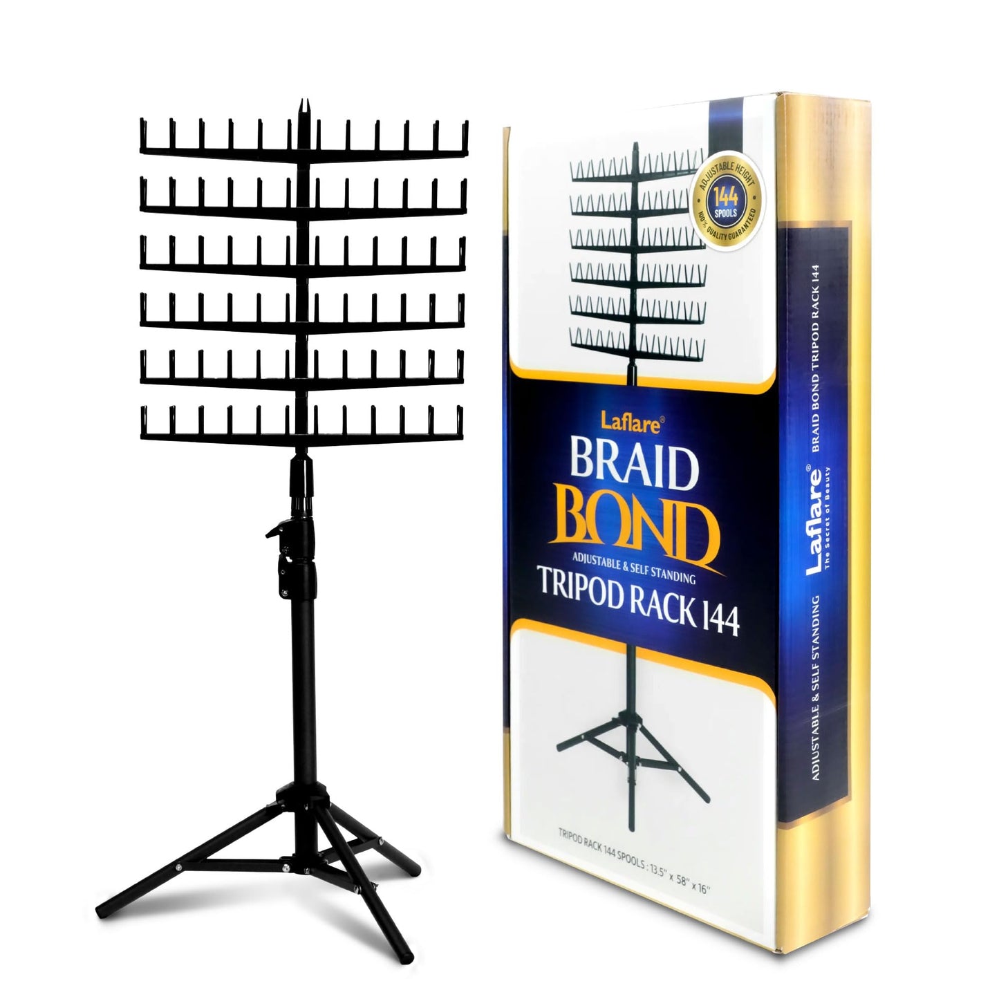 Laflare Standing Braid Hair Organizer – 144 Pegs Hair Extension Holder, Divider & Display Stand for