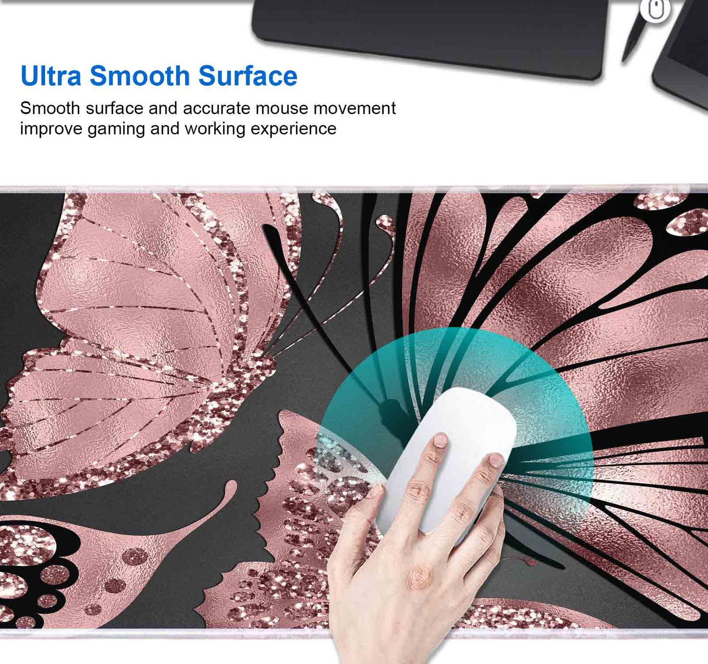 IMAYONDIA Gaming Mouse Pad for Women, Large Non-Slip Rubber Base Mousepad with Stitched Edges