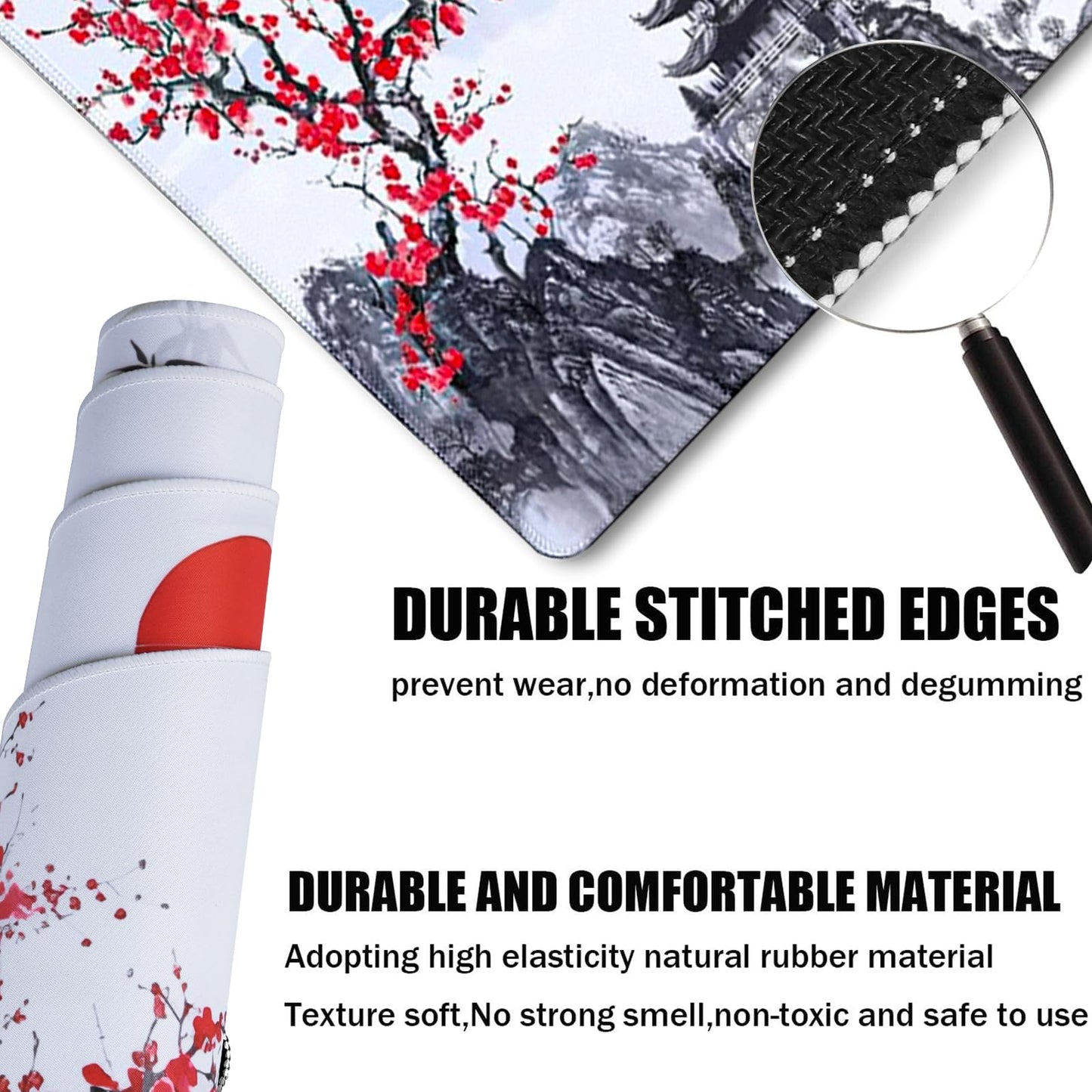 Gaming Mouse Pad Ink Pattern, 31.5x15.7 Inch Waterproof Computer Big Mousepad Non-Slip Mouse Mat
